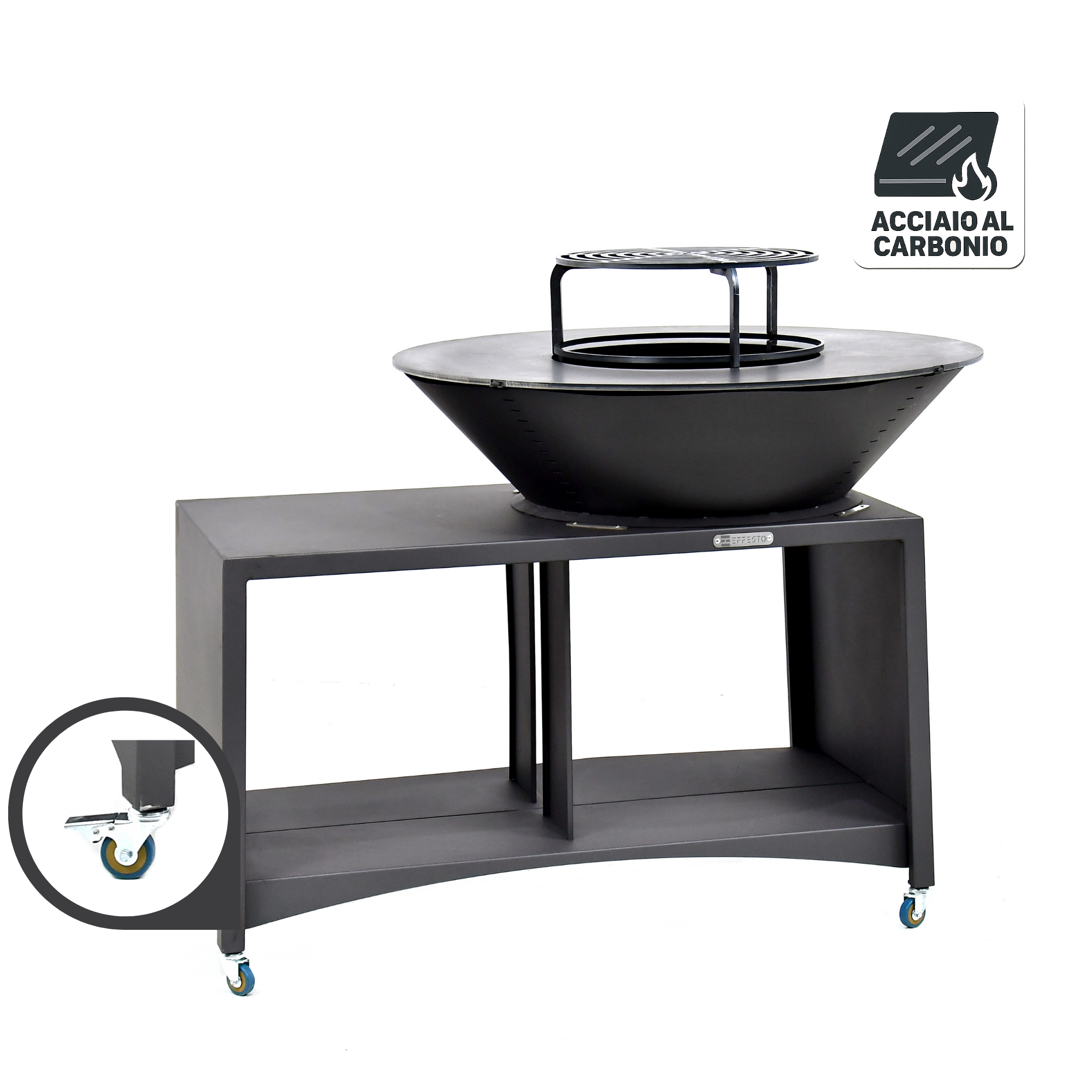 Braciere 75 Cm Piano Cottura in Acciaio al Carbonio