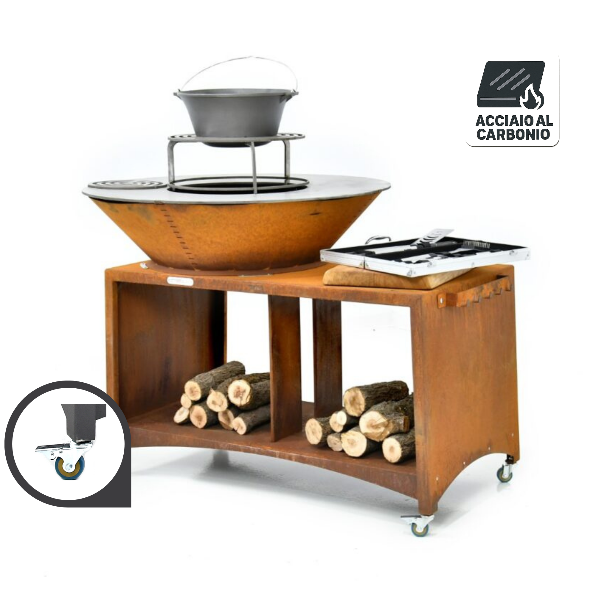 Braciere Ø100 T Corten Piano Cottura in Acciaio al Carbonio