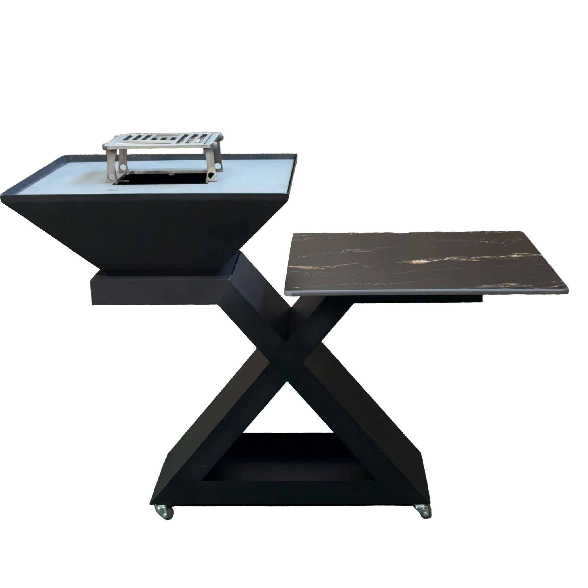 BRACIERE X V 2.0 – Acciaio al Carbonio + Tavolino in Gres