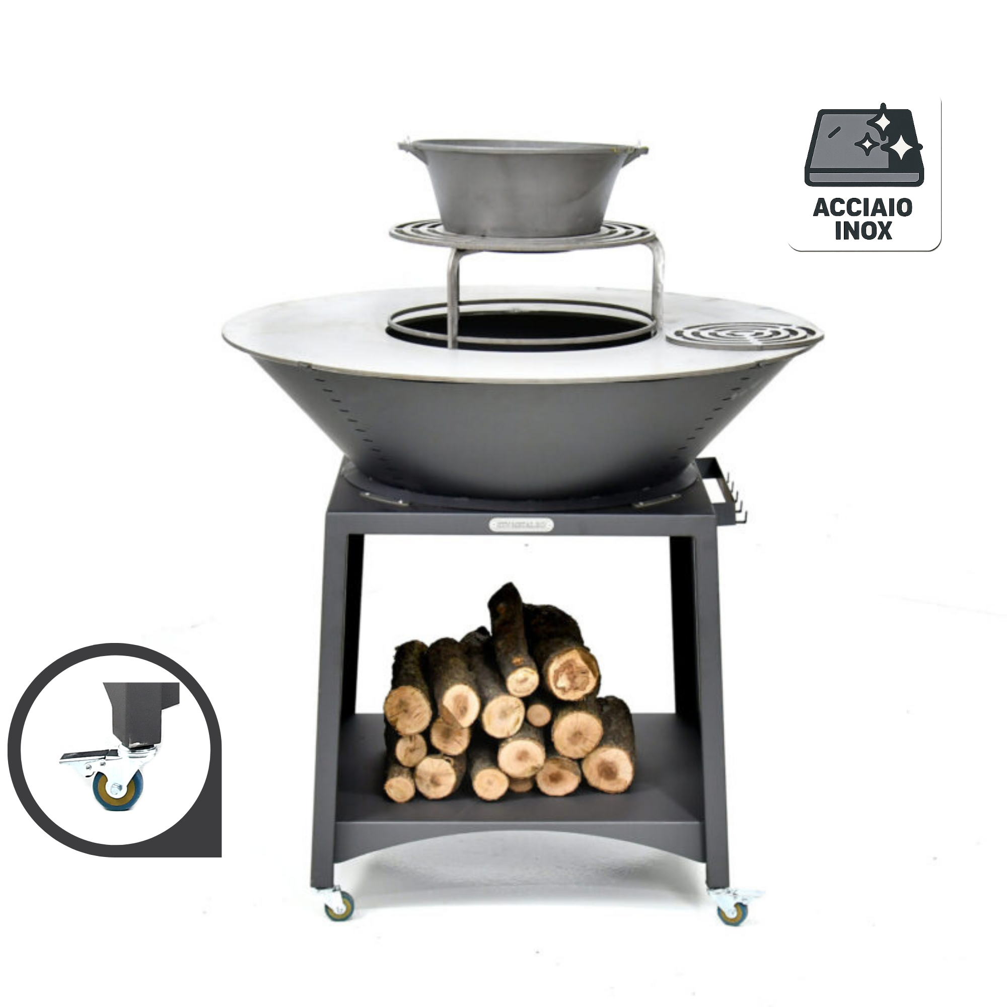 Braciere Ø100 S Piano Cottura in Acciaio Inox