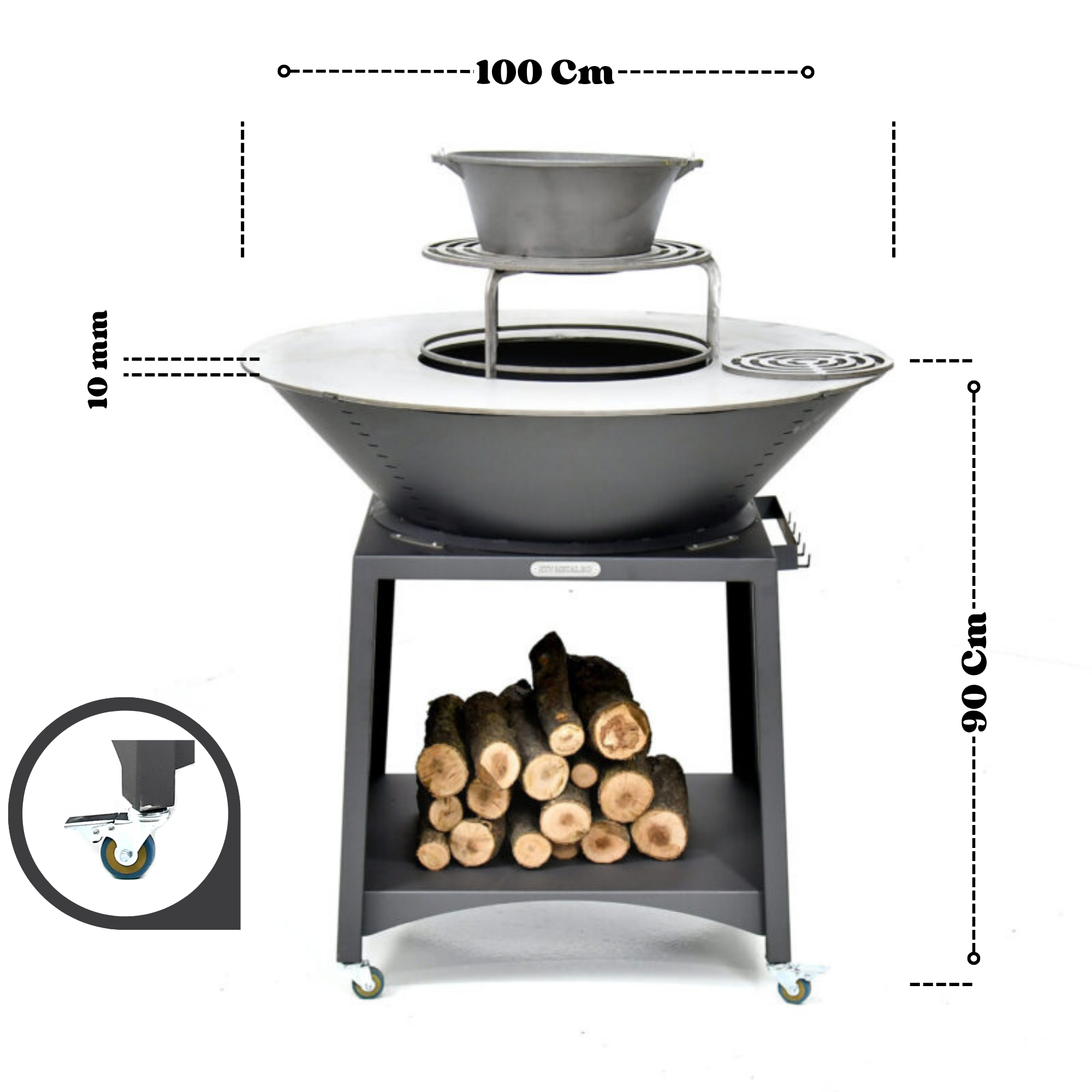 Braciere Ø100 S Piano Cottura in Acciaio Inox