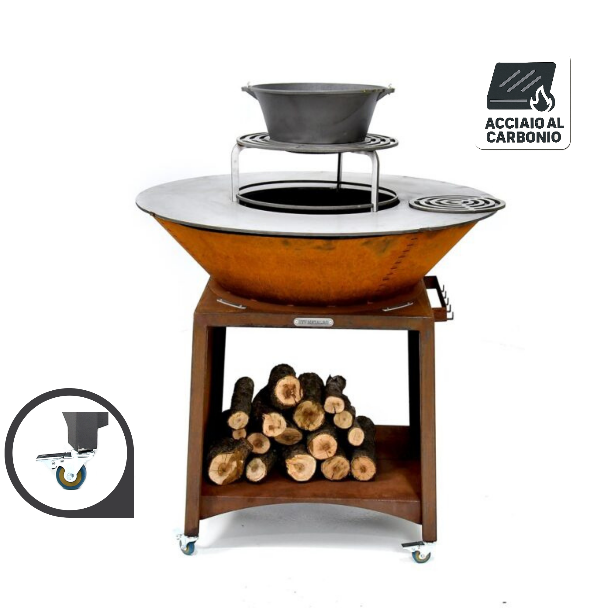 Braciere Ø100 S Corten Piano Cottura in Acciaio al Carbonio