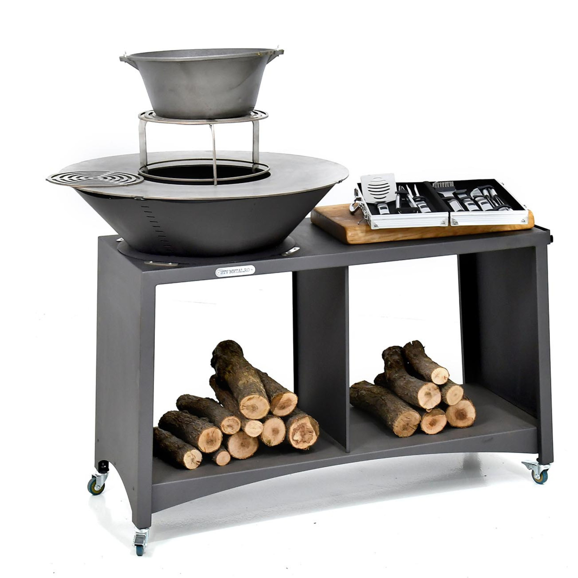 Braciere 75 Cm Piano Cottura in Acciaio al Carbonio