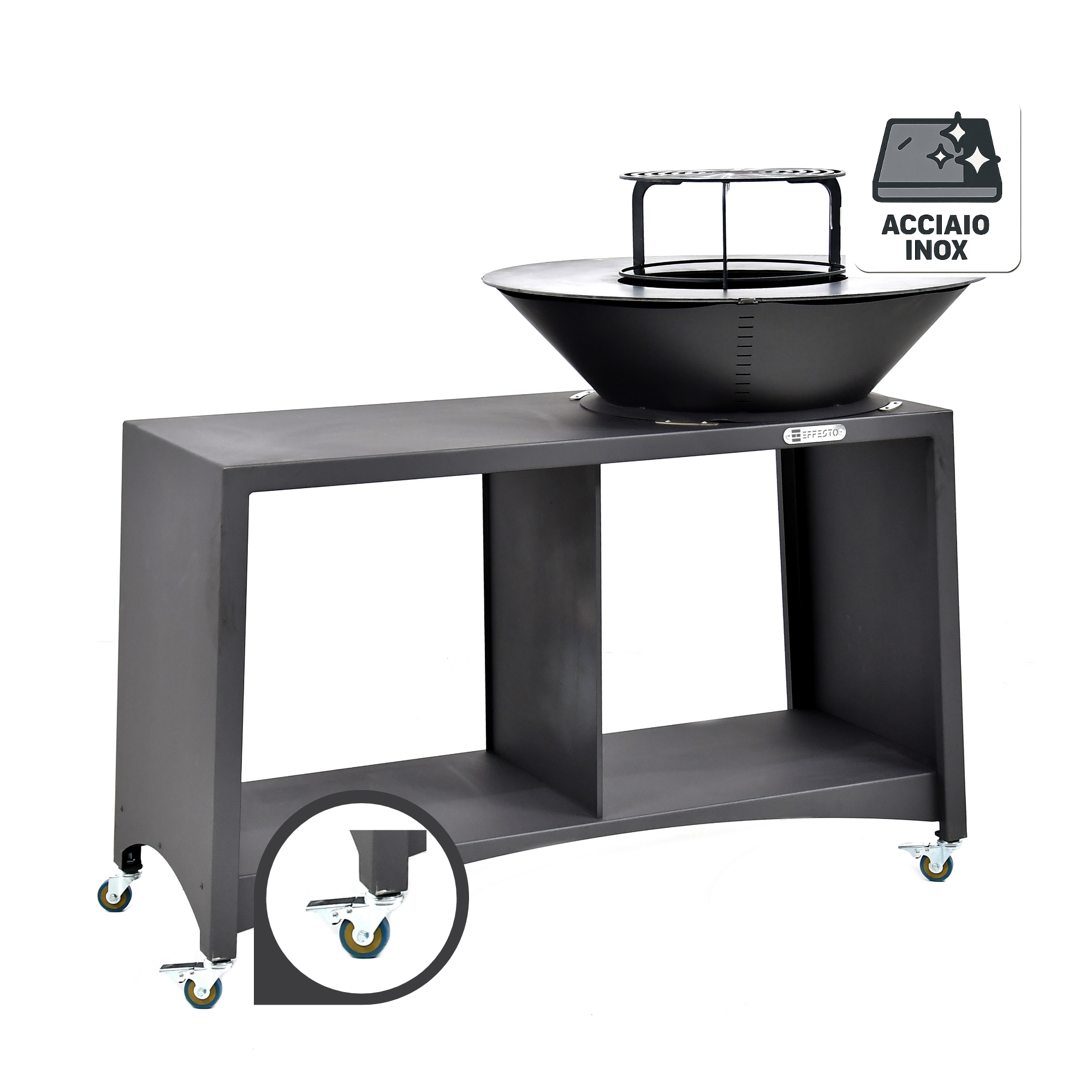 Braciere 75 Cm Piano Cottura in Acciaio Inox