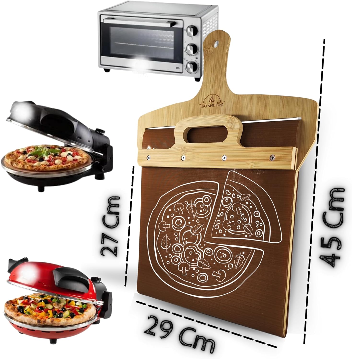 29 x 45 Cm Kit Pala Pizza Scorrevole EFFESTO