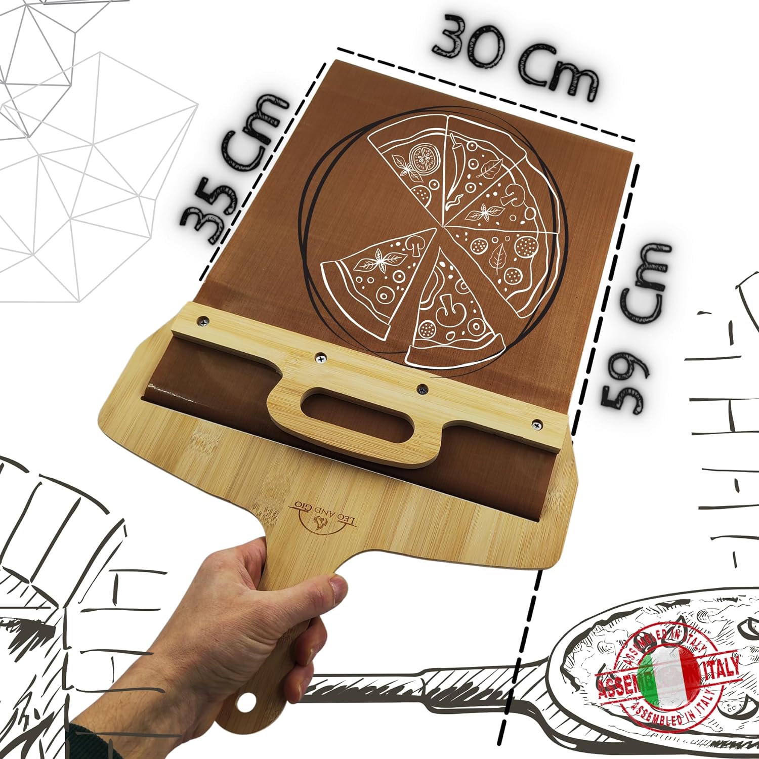 30 x 60 Cm Kit Pala Pizza Scorrevole EFFESTO