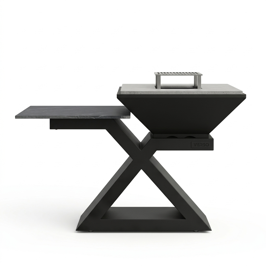 BRACIERE X V 2.0 – Pietra Lavica 4 Pezzi + Tavolino in Gres