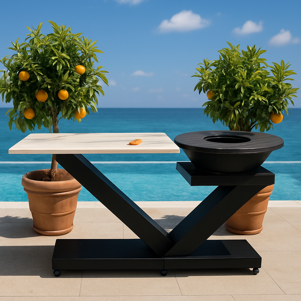 Braciere Effesto V 75 cm Acciaio / Inox / Pietra Lavica
