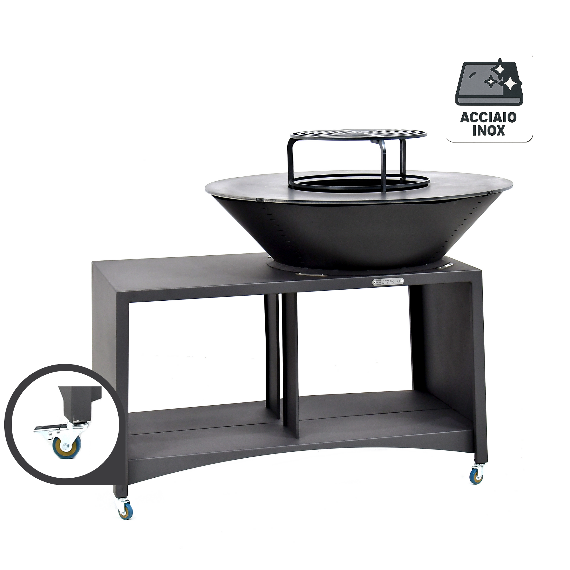 Braciere Ø100 T Piano Cottura in Acciaio Inox