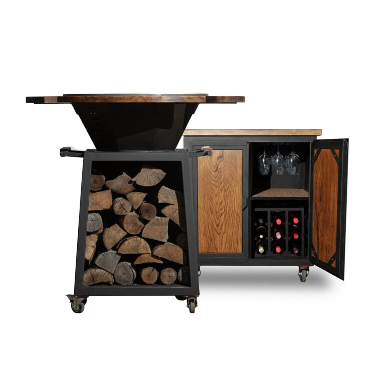 Set Barbecue E Mobiletto Da Esterno In Noce