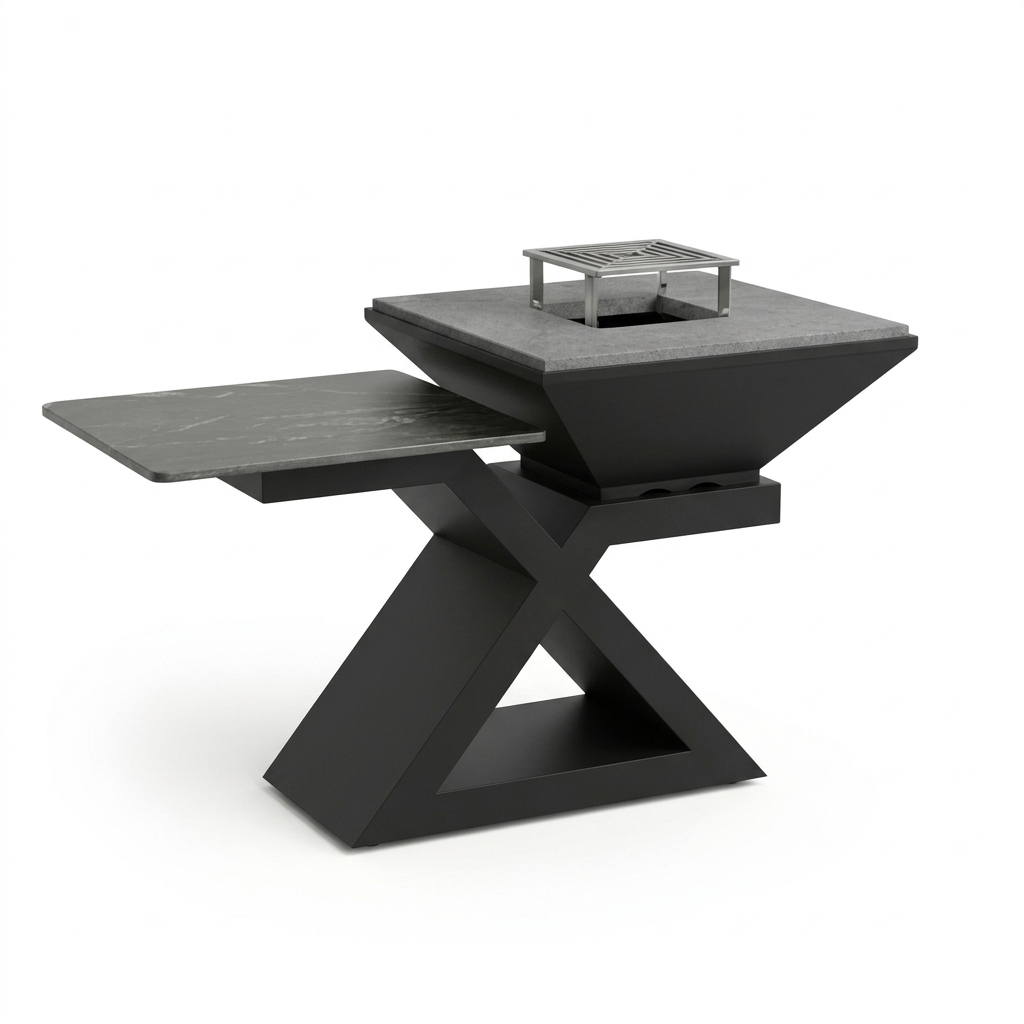 BRACIERE X V 2.0 –  Pietra Lavica 4 Pezzi + Tavolino in Gres