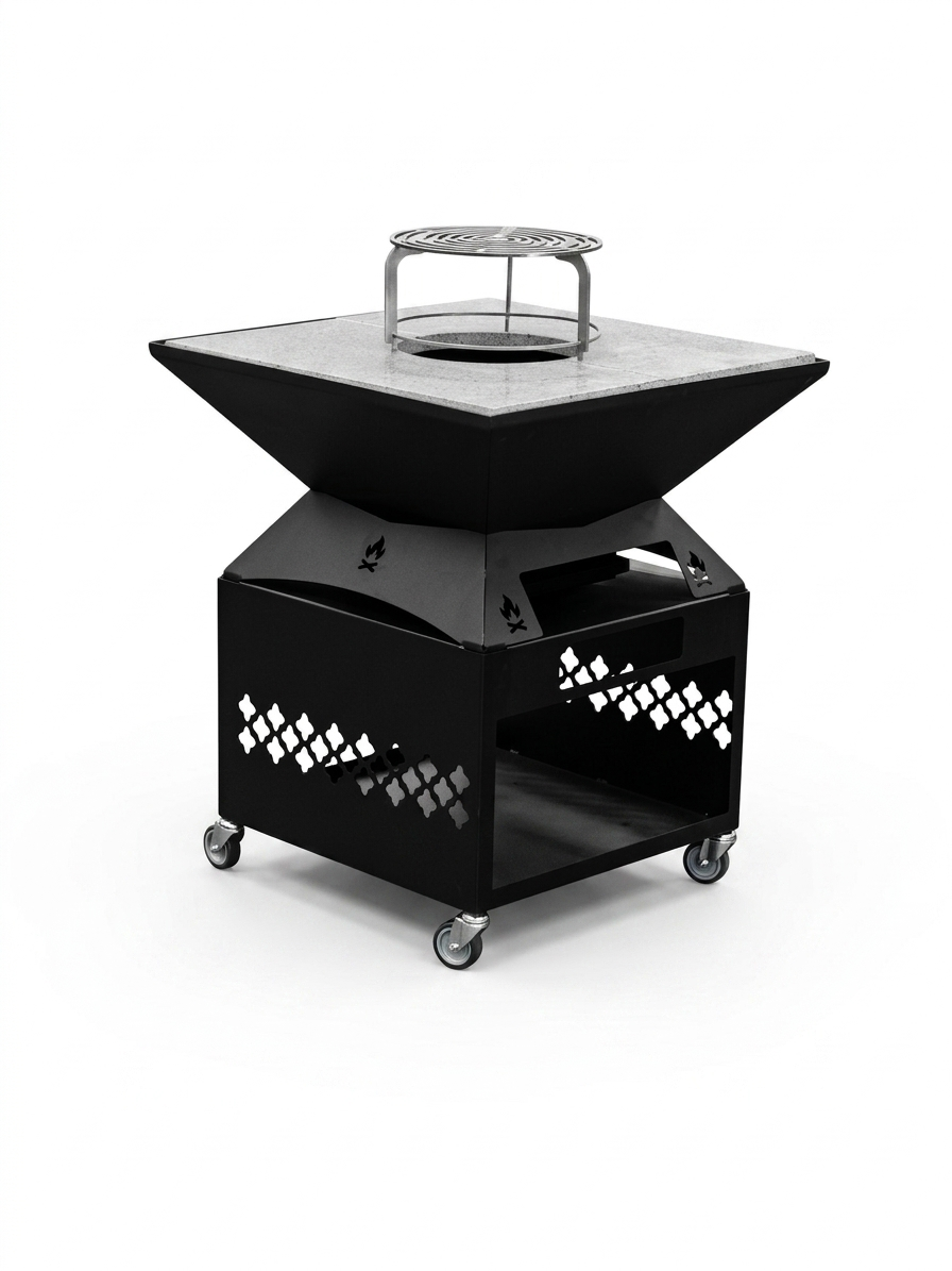 Braciere VESTA 74X74 Pietra Lavica Rialzata Inox